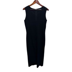 TY-LR Black Vneck Midi Dress Exposed Back Zip Size Medium